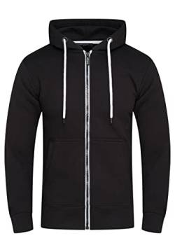 behype. Herren Basic Sweatjacke Sweatshirt weicher Hoodie mit Kapuze Kapuzenpullover BH_7655-Schwarz-L von behype.