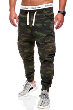 behype. Herren Camouflage Cargo Jeans-Hose Jogg 80-3188 Camouflage Khaki 32 von behype.