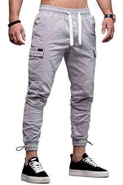 behype. Herren Cargo Chino-Hose Jogger Jeans-Hose 80-8388 Hellgrau W29 von behype.