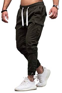 behype. Herren Cargo Chino-Hose Jogger Jeans-Hose 80-8388 Khaki W38 von behype.