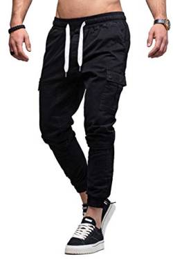 behype. Herren Cargo Chino-Hose Jogger Jeans-Hose 80-8388 Schwarz W31 von behype.