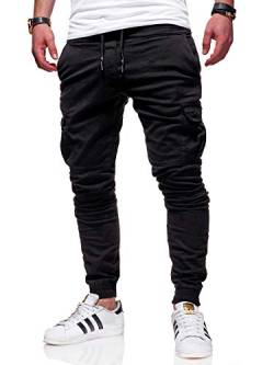 behype. Herren Cargo Chino-Hose Jogger Jeans-Hose 80-8393 Schwarz W32 von behype.