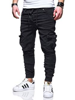 behype. Herren Cargo-Jeans Jogger-Jeans Biker Jeans-Hose 80-2370 Schwarz W31 von behype.