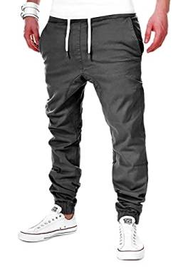 behype. Herren Chino-Hose Stretch Low Crotch Basic Jeans-Hose 80-0006 Dunkelgrau S von behype.