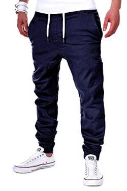 behype. Herren Chino-Hose Stretch Low Crotch Basic Jeans-Hose 80-0006 Navy M von behype.