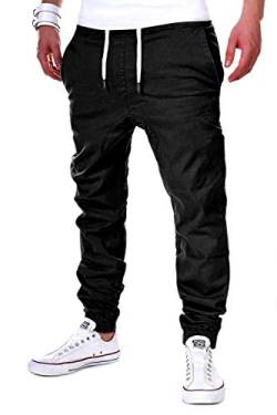 behype. Herren Chino-Hose Stretch Low Crotch Basic Jeans-Hose 80-0006 Schwarz L von behype.