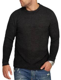 behype. Herren Crew-Neck Strickpullover Rundhalspullover Knitwear Grobstrick-Pullover Sweatshirt CR_7398-Anthra-XXL von behype.