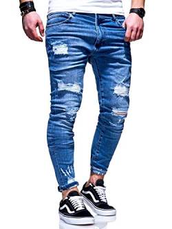 behype. Herren Destroyed Stretch Jeans-Hose Used 80-6376 Blau W29/L32 von behype.