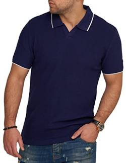 behype. Herren Kurzarm Poloshirt Feinstrick Polo T-Shirt 4669-Navy-M von behype.