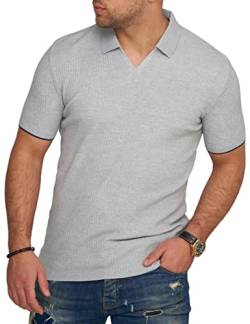 behype. Herren Kurzarm Poloshirt Rippstrick Polo T-Shirt 4670-Beige-M von behype.