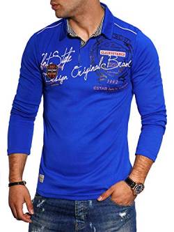 behype. Herren Langarm Polo-Shirt Longsleeve Polo-Hemd 20-6028 Blau XL von behype.