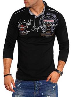 behype. Herren Langarm Polo-Shirt Longsleeve Polo-Hemd 20-6028 Schwarz L von behype.