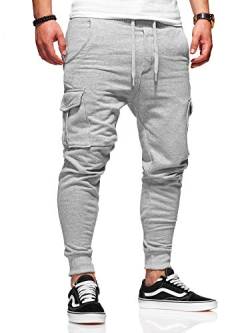 behype. Herren Lange Cargo Trainingshose Jogging-Hose Sport-Hose 60-0013 Grau XXL von behype.