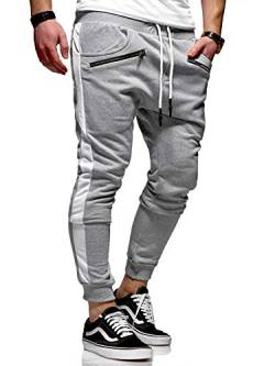 behype. Herren Lange Trainingshose Jogging-Hose Sport-Hose Zipper Side-Stripe 60-0361 Hellgrau XXL von behype.