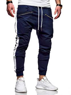 behype. Herren Lange Trainingshose Jogging-Hose Sport-Hose Zipper Side-Stripe 60-0361 Navy XXL von behype.