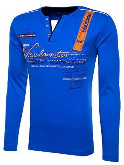 behype. Herren Longsleeve T-Shirt Great-AV Langarm 30-0663 Blau XXL von behype.