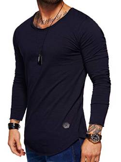 behype. Herren Oversize Basic Longsleeve O-Neck T-Shirt 30-3751 (M, Navy) von behype.