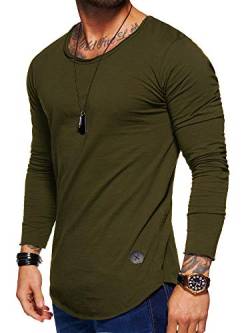 behype. Herren Oversize Basic Longsleeve O-Neck T-Shirt 30-3751 (XL, Khaki) von behype.