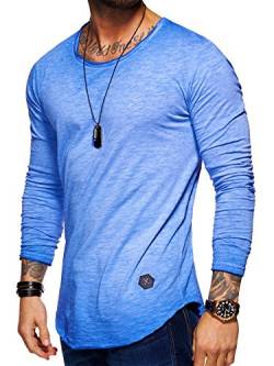 behype. Herren Oversize Basic Longsleeve O-Neck T-Shirt 30-3751 Blau M von behype.