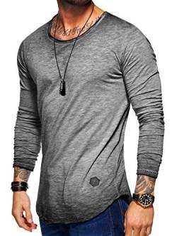 behype. Herren Oversize Basic Longsleeve O-Neck T-Shirt 30-3751 Grau S von behype.