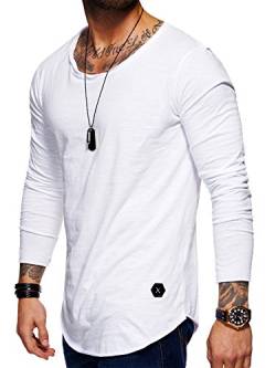 behype. Herren Oversize Basic Longsleeve O-Neck T-Shirt 30-3751 Weiß S von behype.