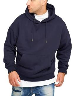 behype. Herren Oversize Hoodie Kapuzenpullover Sweatshirt H10 Navy_L von behype.