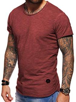 behype. Herren Oversize Kurzarm Basic T-Shirt Rundhals O-Neck 20-1730 (3XL, Weinrot_Washed) von behype.