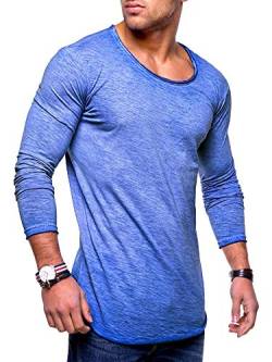 behype. Herren Oversize Longsleeve Langarm T-Shirt Rundhals O-Neck Ausschnitt 30-0015 Blau M von behype.