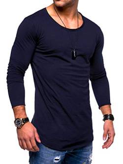 behype. Herren Oversize Longsleeve Langarm T-Shirt Rundhals O-Neck Ausschnitt 30-0015 Navy XXL von behype.