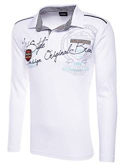 behype. Herren Poloshirt Deciding Langarm T-Shirt 20-0682 Weiß 3XL von behype.