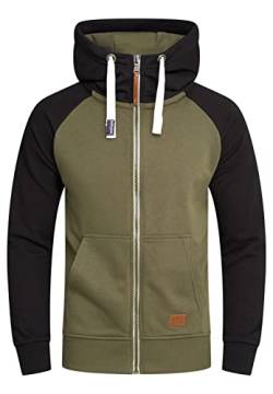 behype. Herren Raglan Sweat-Jacke Sweatshirt weicher Hoodie mit Kapuze & hohem Kragen Kapuzenpullover BH_7673-Khaki-M von behype.