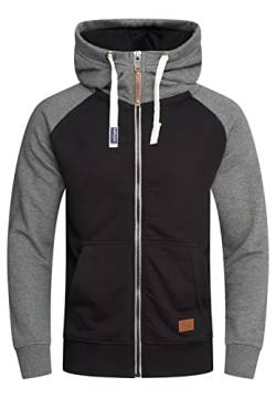 behype. Herren Raglan Sweat-Jacke Sweatshirt weicher Hoodie mit Kapuze & hohem Kragen Kapuzenpullover BH_7673-Schwarz-M von behype.