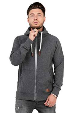 behype. Herren Sweat-Jacke Sweatshirt weicher Hoodie mit Kapuze & hohem Kragen 40-6729 Dunklegrau L von behype.