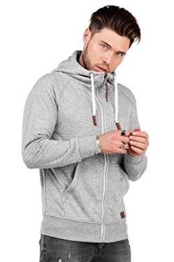 behype. Herren Sweat-Jacke Sweatshirt weicher Hoodie mit Kapuze & hohem Kragen 40-6729 Hellgrau XL von behype.