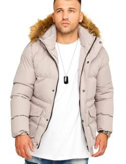 behype. Herren warme Jacke mit Kapuze Parka Winterjacke J10-Taupe-M von behype.