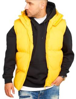 behype. Herren warme Weste mit Kapuze Steppweste Puffer-Weste J17-Gelb-L von behype.