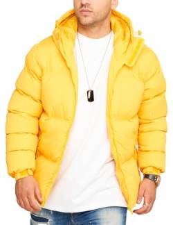 behype. Herren warme Winterjacke mit Kapuze Steppjacke Puffer-Jacke J14-Gelb-L von behype.