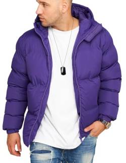 behype. Herren warme Winterjacke mit Kapuze Steppjacke Puffer-Jacke J14-Lila-L von behype.