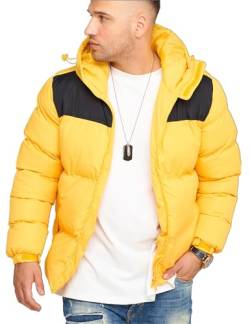 behype. Herren warme Winterjacke mit Kapuze Steppjacke Puffer-Jacke J14-Panel-Gelb-M von behype.