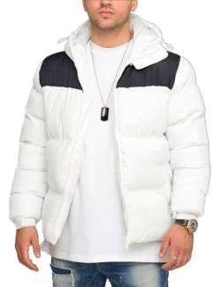 behype. Herren warme Winterjacke mit Kapuze Steppjacke Puffer-Jacke J14-Panel-Weiß-XXL von behype.