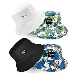 beifon 2 Stück Fischerhüte Bucket Hat Unisex Sonnenhut Baumwolle Buckethut Faltbar Fischerhut Anglerhut Freizeithut Herren und Damen Outdoor Hut Sommermütze Herbst Camping Reisen Wandern von beifon