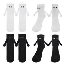 beifon 4 Paar Magnetische Socken für Paare, Hand in Hand Socken Magnet, 3D Lustige Socken Paar Socken Mann und Frau, Socken mit Magnetarmen Freundschaftssocken mit Händen (Typ B) von beifon