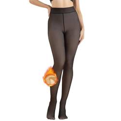 beifon Thermo Strumpfhose Damen Winter Warm, Fleece Gefütterte Strumpfhose Hohe Taille Thermostrumpfhose Gefälschte Durchscheinend Leggings Warm und Transparent für Damen 45-80 kg(1x schwarz) von beifon