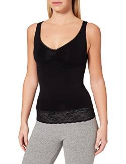 belly cloud Damen Bügelloser Formendes Shape-Top mit Anti-Rutsch Spitze Am Bund, Seamless, Figurformend, Schwarz (Schwarz 001), 48 (Herstellergröße: XL) von belly cloud