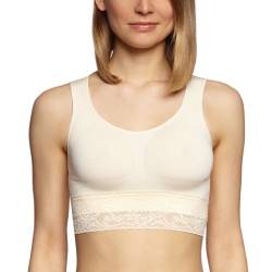 belly cloud Damen Unterhemd NA, figurformender Bustier mit Spitze, Gr. L, Elfenbein (champagner) von belly cloud