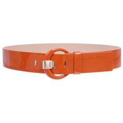 5,1 cm breiter runder Gürtel aus Lackleder mit hoher Taille Gr. M-86 cm, Orange von beltiscool