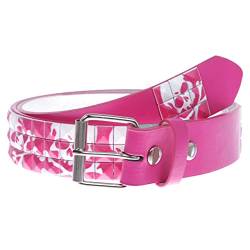 Gürtel zum Aufstecken, 3,8 cm, Totenkopf und Knochen, Punkrock, mit Nieten, hot pink, M-89 cm von beltiscool