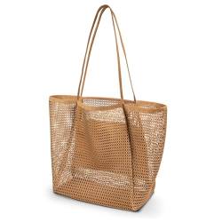 benpen Große Strandtasche Damen Xl Familie,Beach Bags For Women,Netztasche Strand Mit Reißverschluss Innentasche,Faltbare Leichte Mesh Strandtasche Korb,Badetasche Klein,Shopper für Frauen von benpen