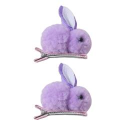 bephible Mini-Haarspangen, tragbares Accessoire, 1 Paar, Winter-Plüsch-Hasen-Haarnadeln, lebendige Farben, kreative Form, bezaubernd, süß für Lila von bephible