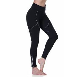 Fahrradhose Damen Lang Winter Thermo Radlerhose Damen Gepolstert Lang Elastische Schnell Trocknend Grau M von beroy